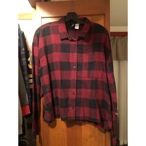 H&M Divided Flannel Crop button up